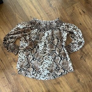 Snake Print AndtheWhy off the shoulder shirt